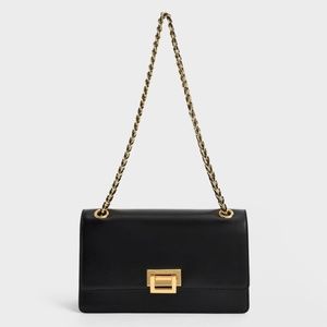 Charles & Keith Chain Handle Shoulder Bag - Black